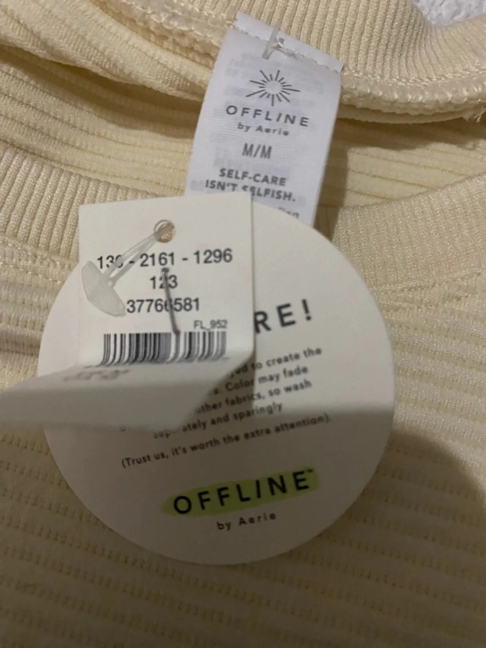 Ribbed Short Sleeve Crop Top in Pale Yellow - Picture 3 of 3